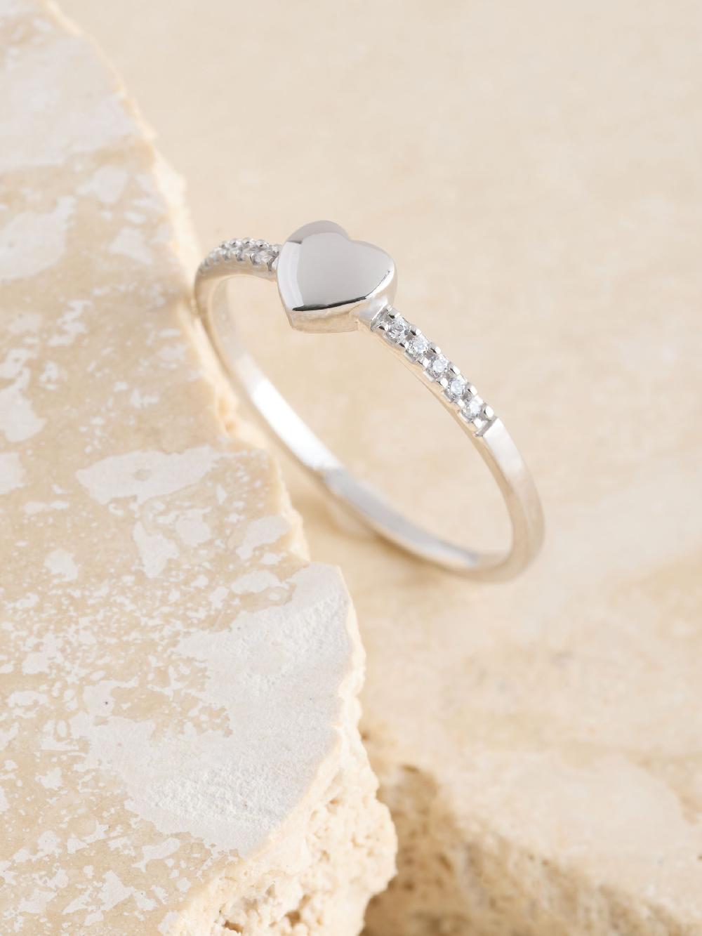 Seraphine Sterling Silver Pave Heart Ring