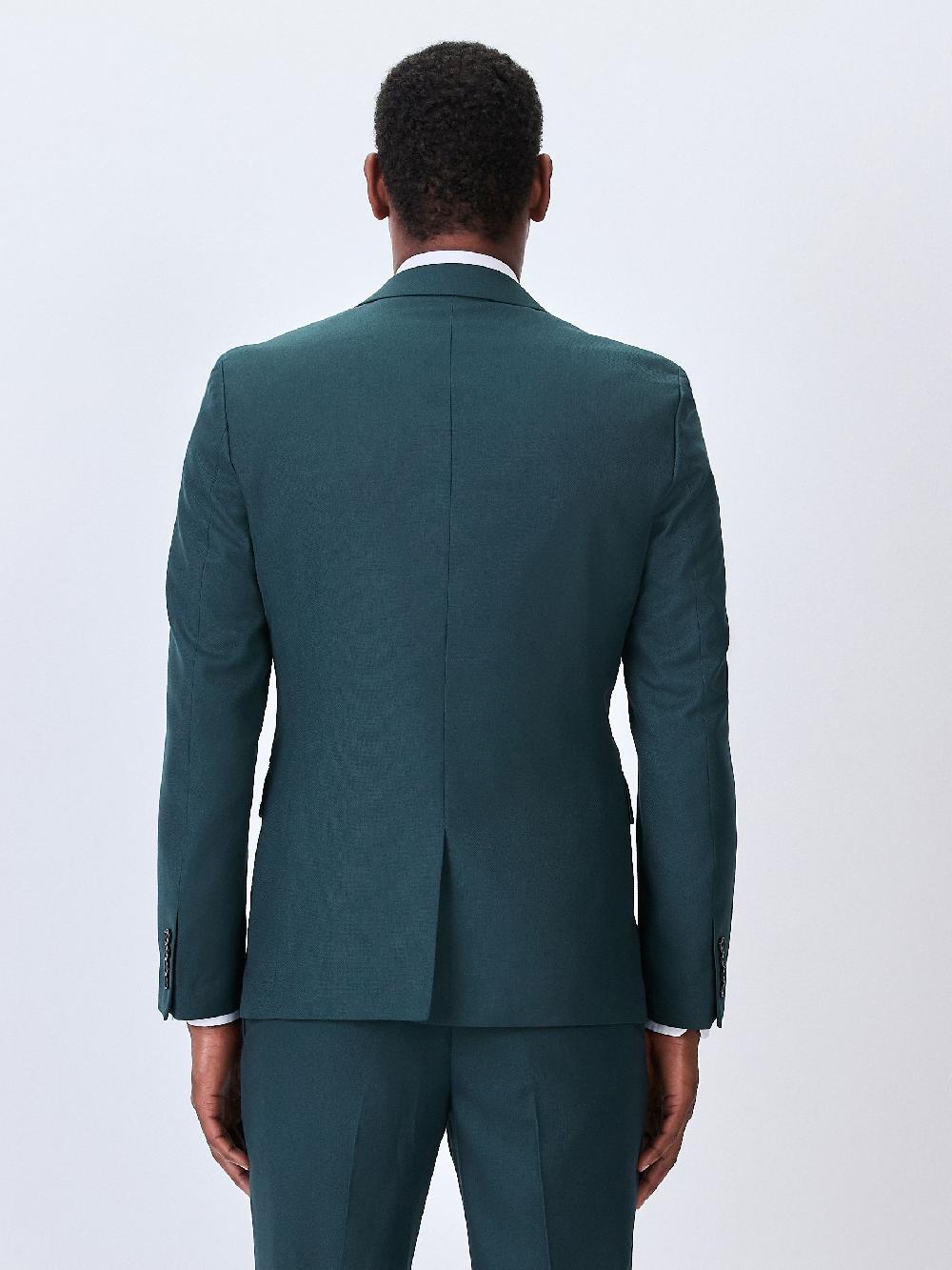 seraphine Teal Blue Slim Fit Textured Suit Jacket