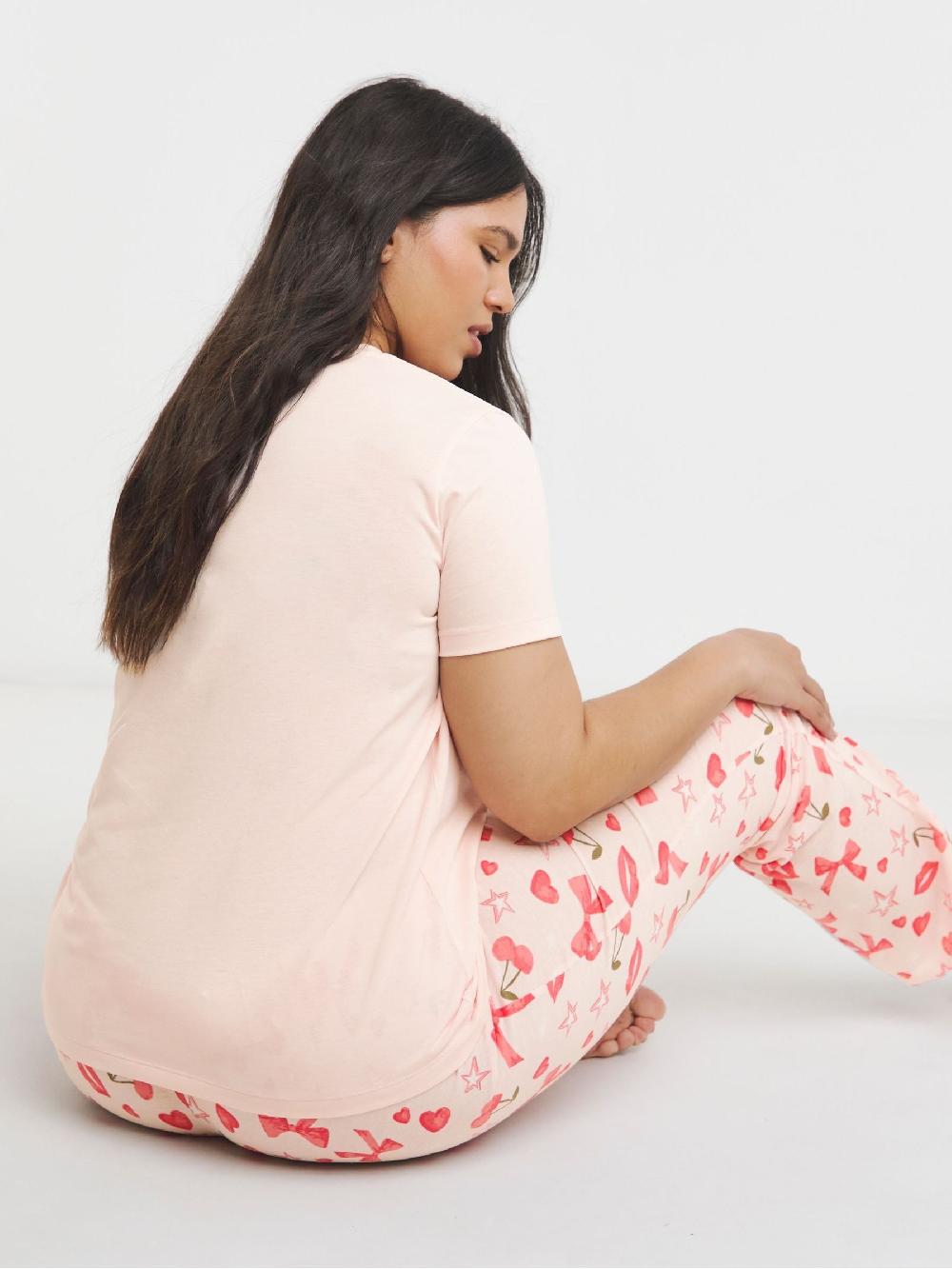 Seraphine Simply Be Pink Value Lip Print Pyjamas Set