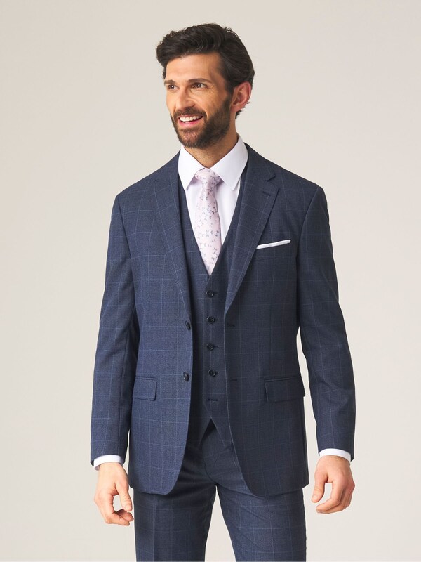 seraphine Skopes Blue Tailored Fit Fit Anello Check Suit Jacket