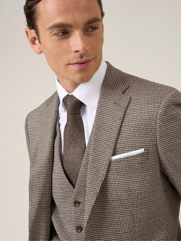 Seraphine Skopes Brown Single Breasted Cannon Tailored Fit Houndstooth Single Suit Jacket