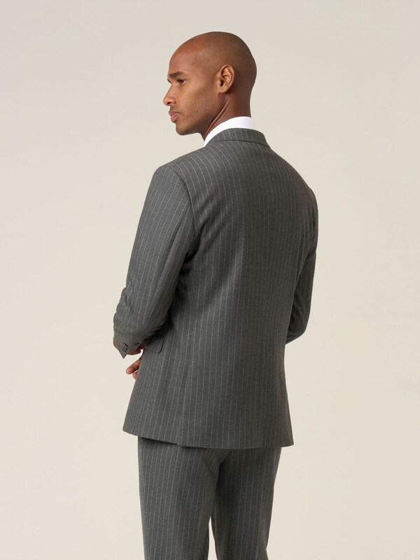 Seraphine Skopes Grey Double Breasted Cassius Tailored Fit Stripe Suit Jacket
