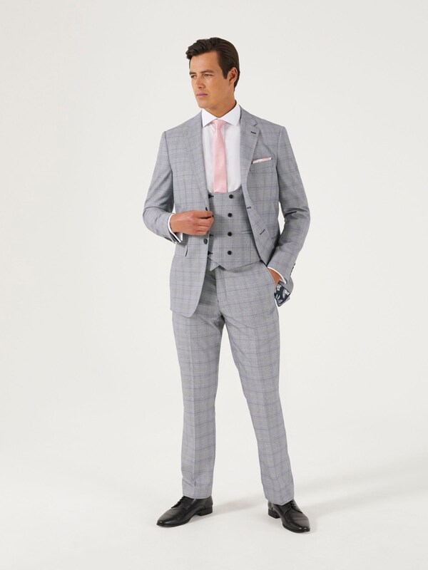 seraphine Skopes Grey Slim Fit Fit Anello Check Suit Jacket
