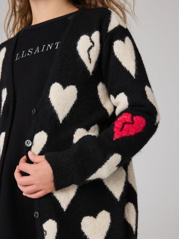 Seraphine SmALLSAINTS Black Amore Heart Girls Long Knitted Cardigan