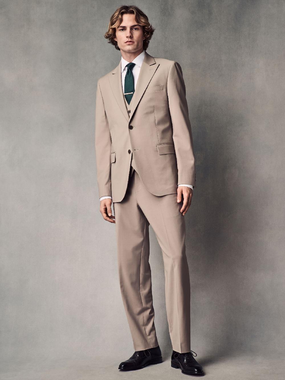 Seraphine Stone Slim Fit Wool Blend Motionflex Suit Jacket