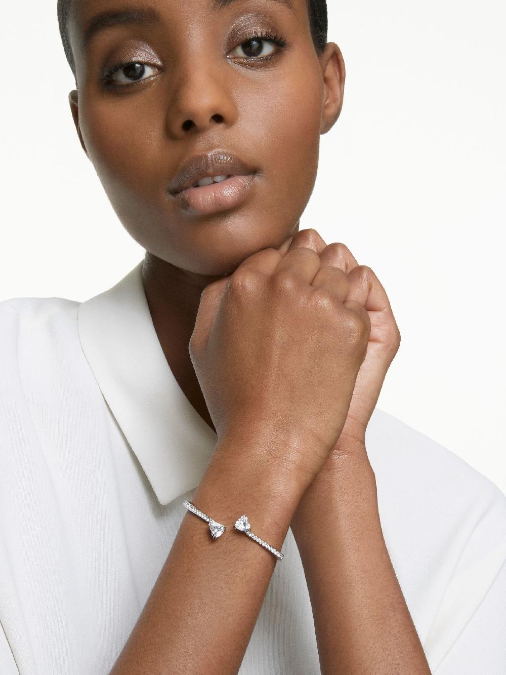 Seraphine Swarovski Silver Gold Tone Mixed Cut Mesmera Bangle