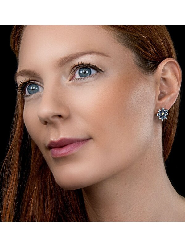 seraphine The Diamond Store 9K White Gold Blue and Yellow Sapphire and Diamond Stellato Earrings