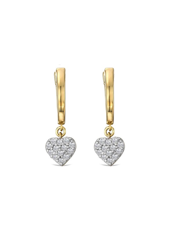 Seraphine The Diamond Store White Heart Pave Drop Huggie Lab Diamond Earrings 0.29ct In 18k Gold Vermeil