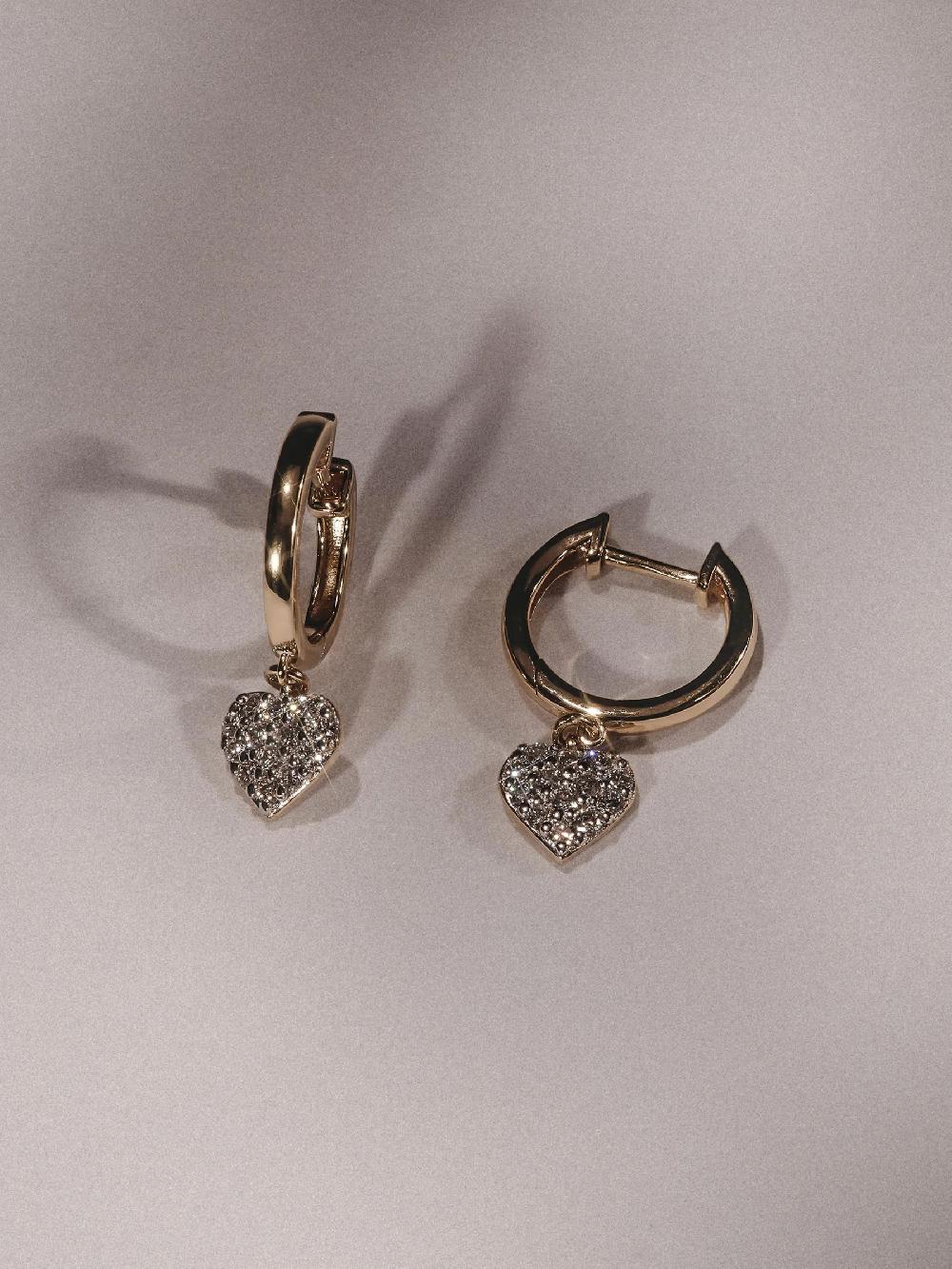 Seraphine The Diamond Store White Heart Pave Drop Huggie Lab Diamond Earrings 0.29ct In 18k Gold Vermeil