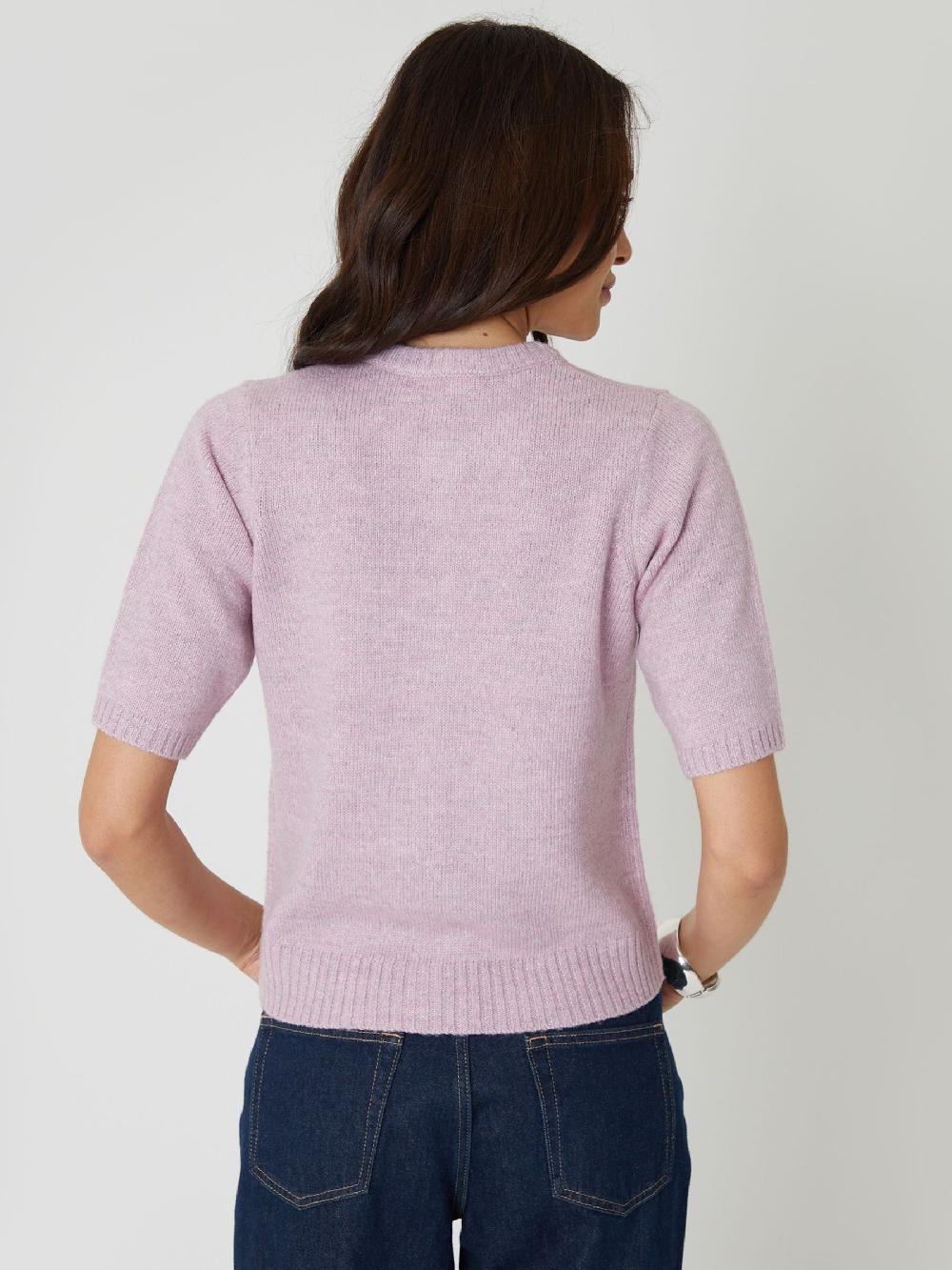 seraphine Threadbare Pink Valentines Crew Neck Short Sleeve Knitted Cardigan