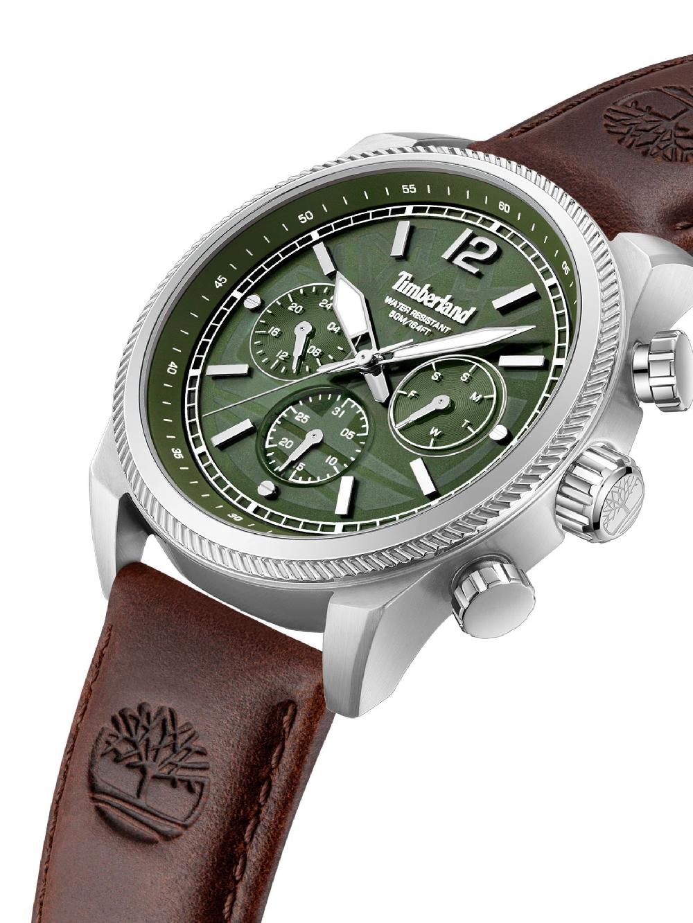 seraphine Timberland Brown Henniker II Dark Leather Strap Watch 5ATM