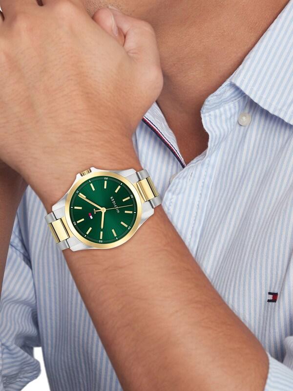 Seraphine Tommy Hilfiger Gold Tone Men's Two Tone Stainless Steel And Gold Plated Bracelet Watch
