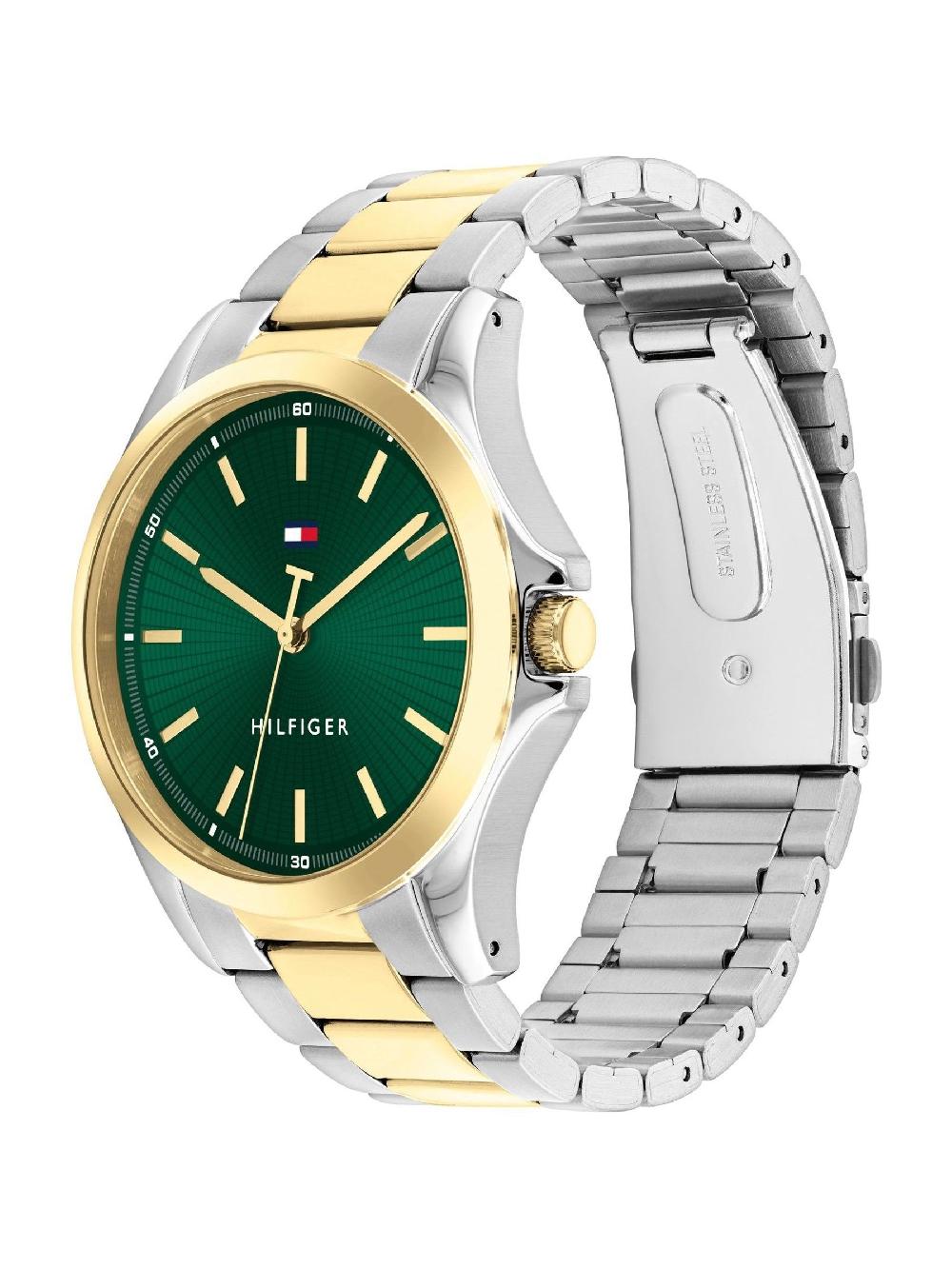 seraphine Tommy Hilfiger Gold Tone Men's Two Tone Stainless Steel And Gold Plated Bracelet Watch