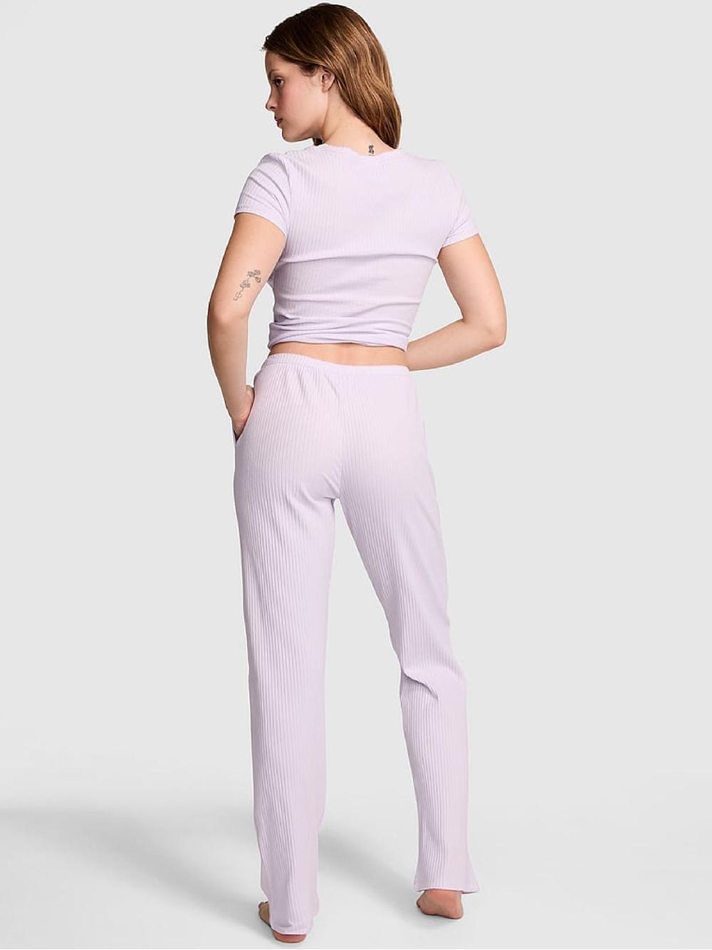 seraphine Victoria's Secret PINK Purple Whisper Ribbed Pyjama Set