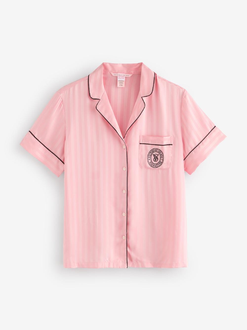 seraphine Victoria's Secret Pretty Blossom Pink Stripe Satin Short Pyjamas Set
