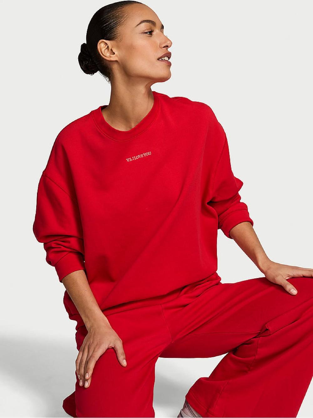 seraphine Victoria's Secret Washed Lipstick Red Angel Oversized Sweatshirt