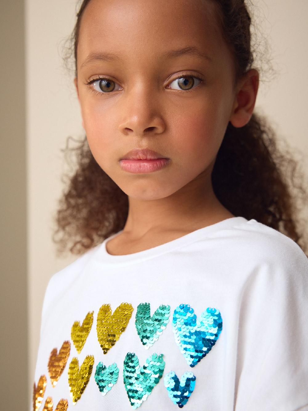 seraphine White Rainbow Hearts Long Sleeve Sequin Top (3-16yrs)