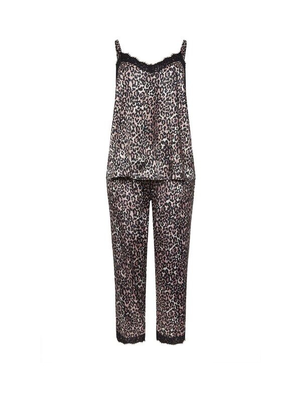 Seraphine Yours Curve Black Satin Lace Cami Pyjamas Set