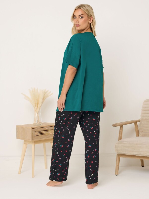 Seraphine Yours Curve Green Short Sleeve Wide Leg Pyjamas Set